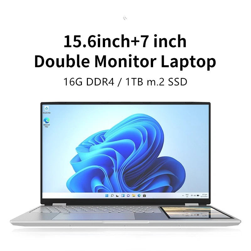 15.6″ + 7″ Dual Touchscreen Laptop – 16GB RAM | 1TB SSD | 180° Opening