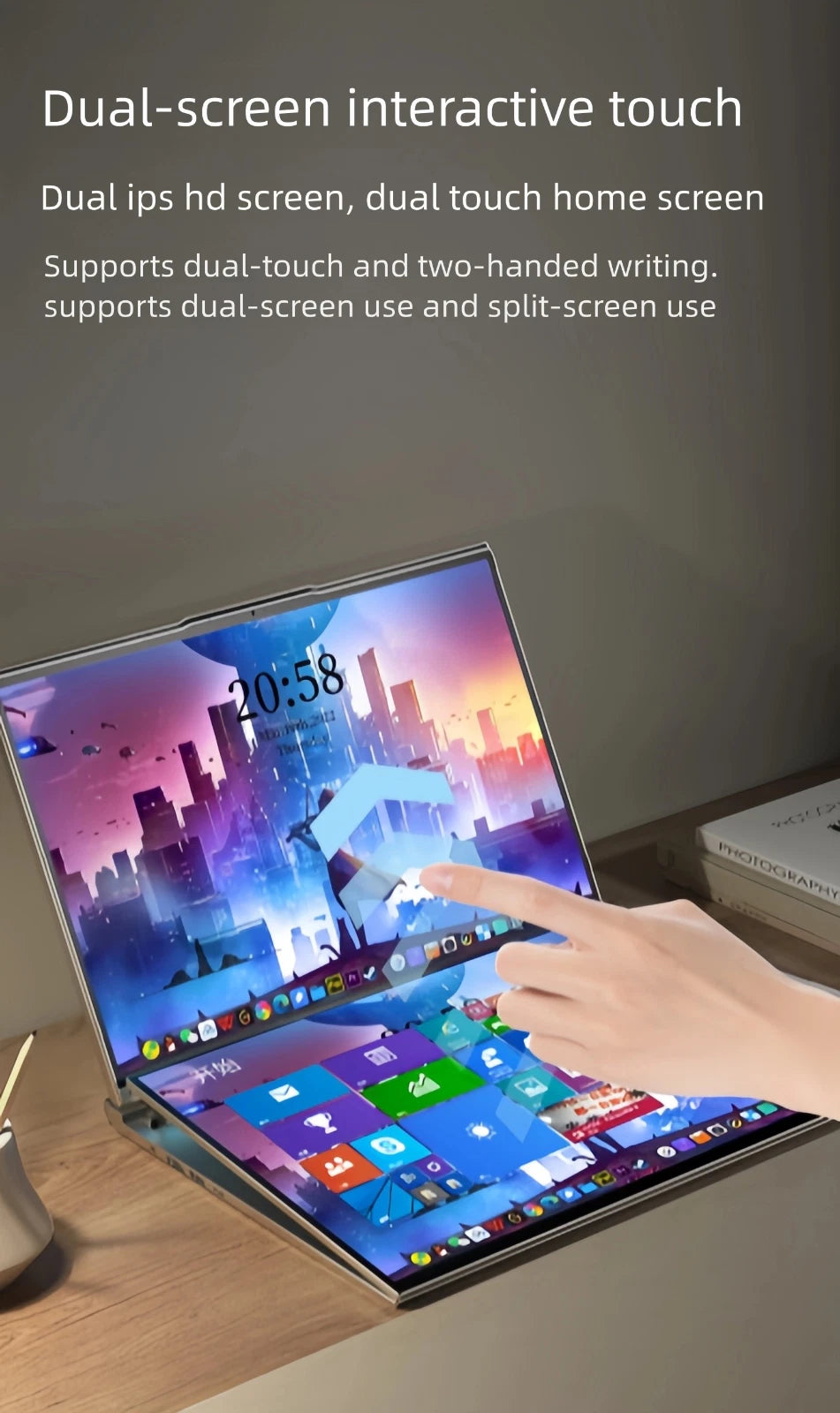 Dual-Screen 16″ + 16″ Touch Business Laptop – 32GB RAM • 1TB SSD • Windows 11