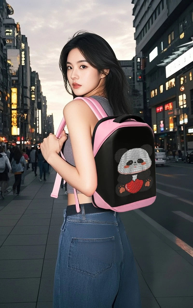 Programmable LED Display Backpack – Light-Up Digital Rucksack w/ USB + Big Storage