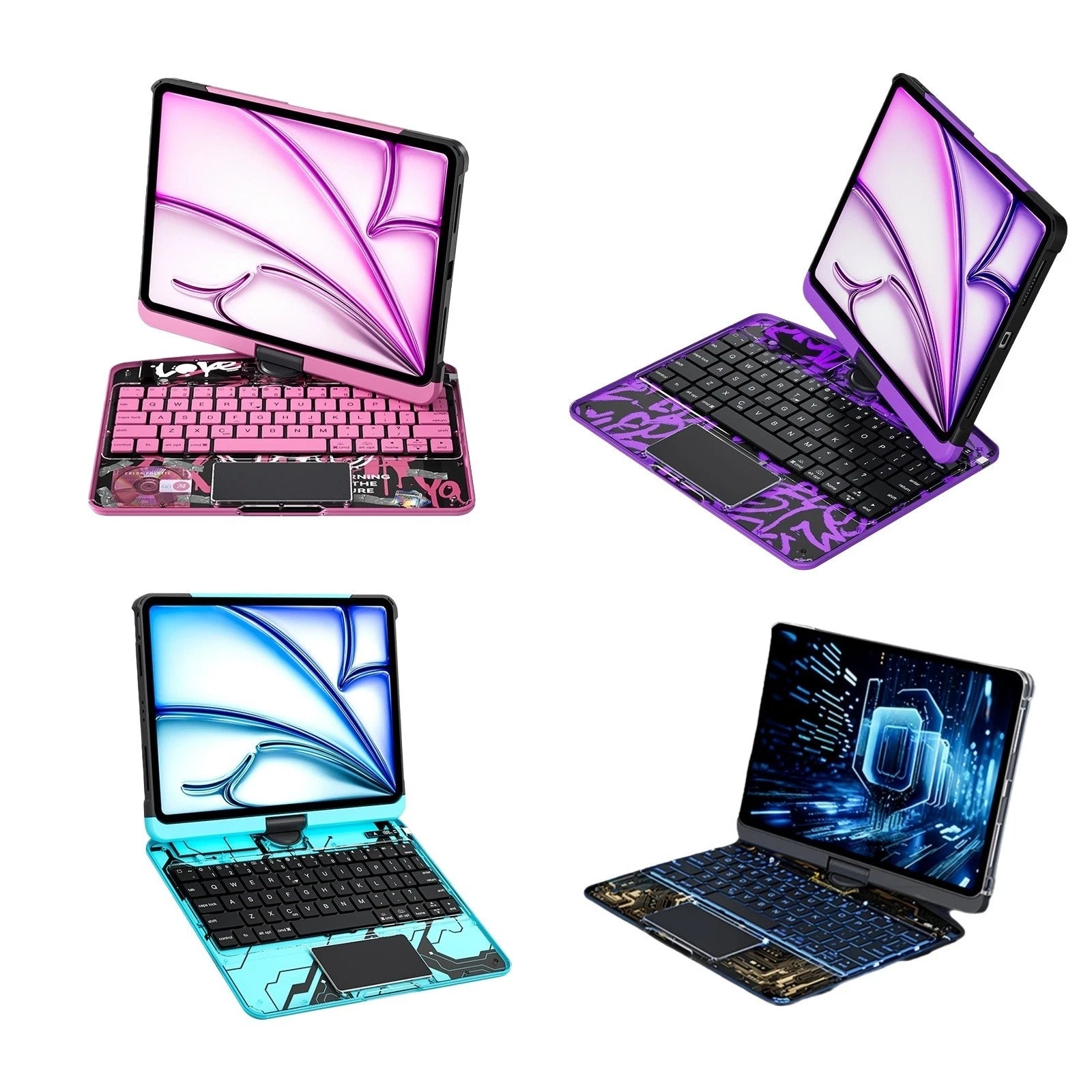 Keyboard Case with Trackpad for iPad 10th Gen & Pro 11" 2022-2024, Backlit, 360°